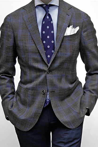 Sophisticated Men's Plaid Blazer in Blue Gray