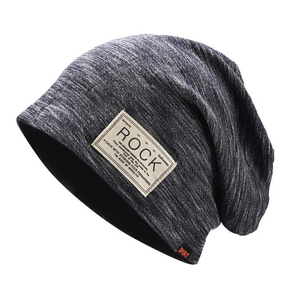 Black Cotton Knit Beanie Hat for Men - Versatile Style