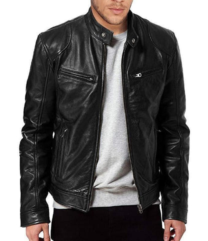 Men's Faux Leather Jacket Biker Jacket Motorcycle Jacket Daily Wear Thermal Warm Windproof Full Zip Fall Solid Color Simple Casual Stand Collar Faux Fur Regular Fit Black Brown Jacket