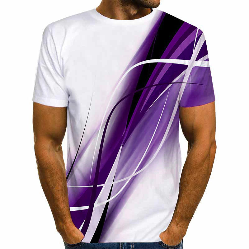 3D Print Men's Graphic Tee in Blue, Purple, Yellow, Orange, and Red - Streetwear Essential