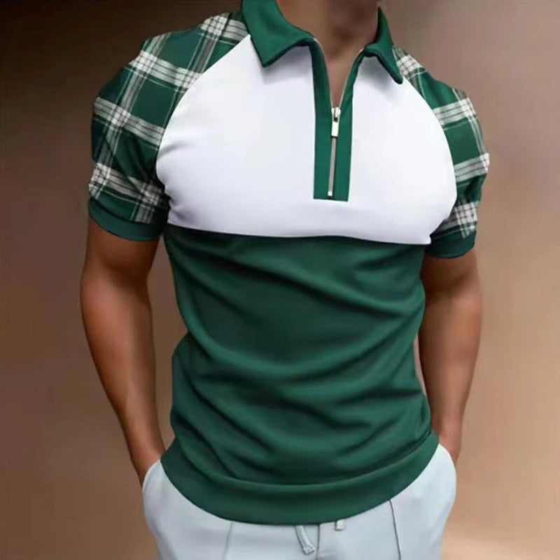 Golf Shirt for Men: Vibrant 3D Print Zipper Polo for Summer Activities