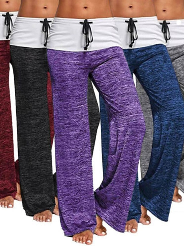 Women's Pants Yoga Quick-drying Flares Sports Trousers Drawstring Outdoor Wide-leg Pants Leisure Fitness  Sportswear - LuckyFash™