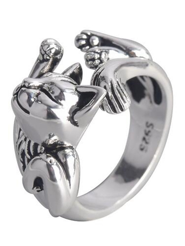 Adjustable Classic Cat Alloy Ring for Men and Women