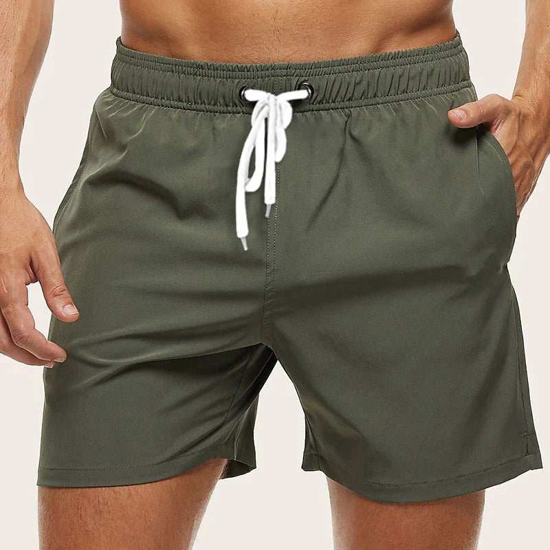 Winter-Ready Men's Black and Green Board Shorts with Mesh Lining