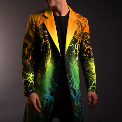 Business Professional Abstract Men's Printed Coat - Ideal for Work and Going Out