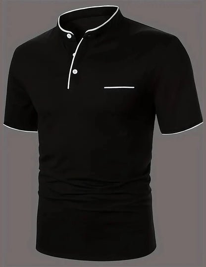 Men's Polo Shirt Golf Shirt Street Casual Stand Collar Short Sleeve Fashion Basic Plain Classic Summer Regular Fit Navy Black White Red Polo Shirt