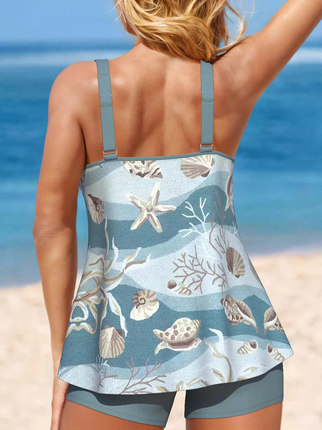 Starfish Blue Tankini 2-Piece Swimsuit Set for Women