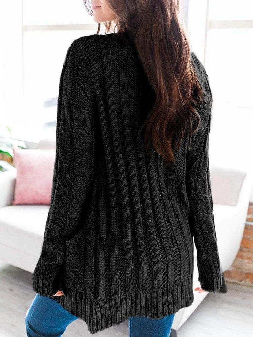 Women's Cardigans Single-Breasted Pocket Long Sleeve Knitted Cardigan
