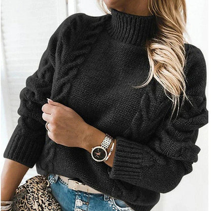 Women's Chunky Knit Turtleneck Pullover Sweater