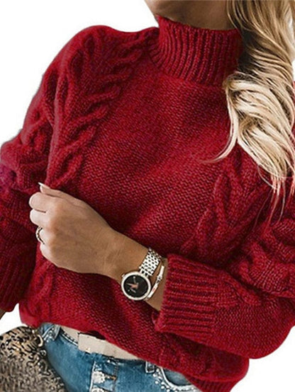 Women's Chunky Knit Turtleneck Pullover Sweater