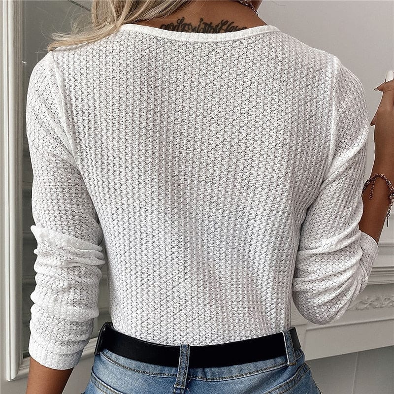 Women's Chunky Waffle Knit Cotton Pullover Sweater