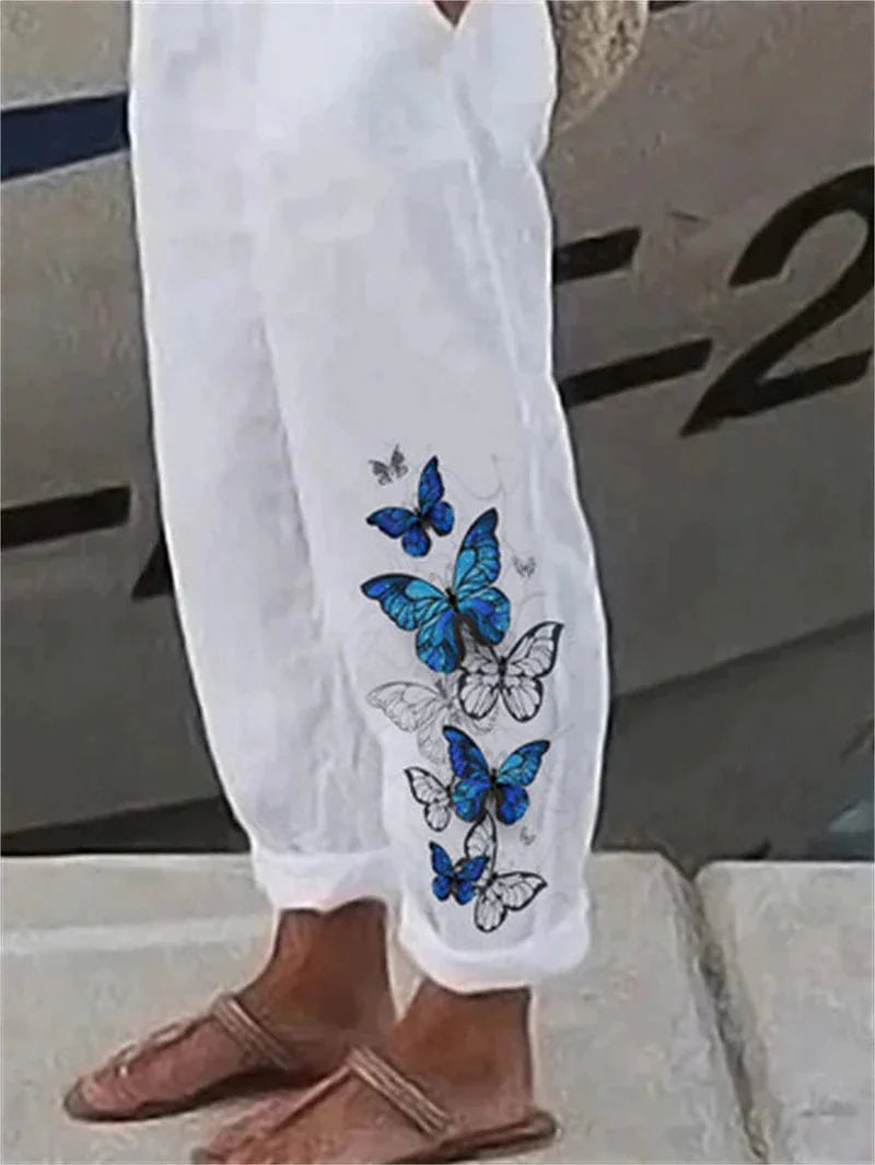 Women's Cozy Baggy Linen Pants with Fleece Lining