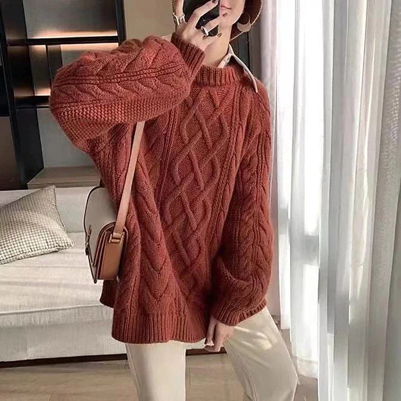 Women's Cozy Cable Knit Drop Shoulder Sweater