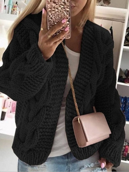 Women's Cozy Hooded Open Front Chunky Knit Cardigan