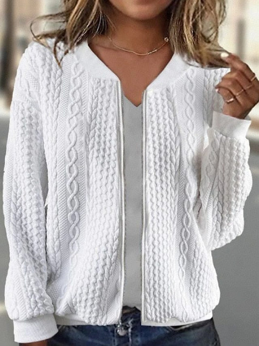 Women's Cozy Textured Zip Up Sweatshirt for Fall & Winter