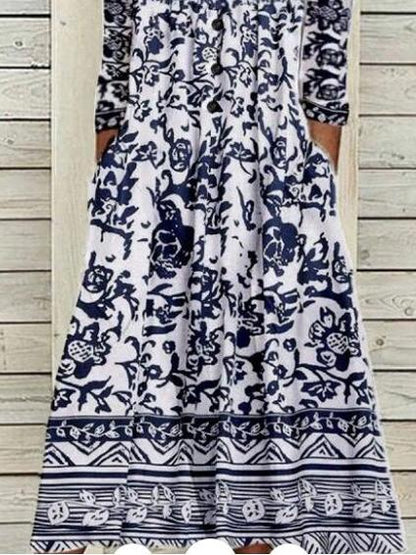 Women's Dresses V-Neck Printed 3/4 Sleeve Casual Dress