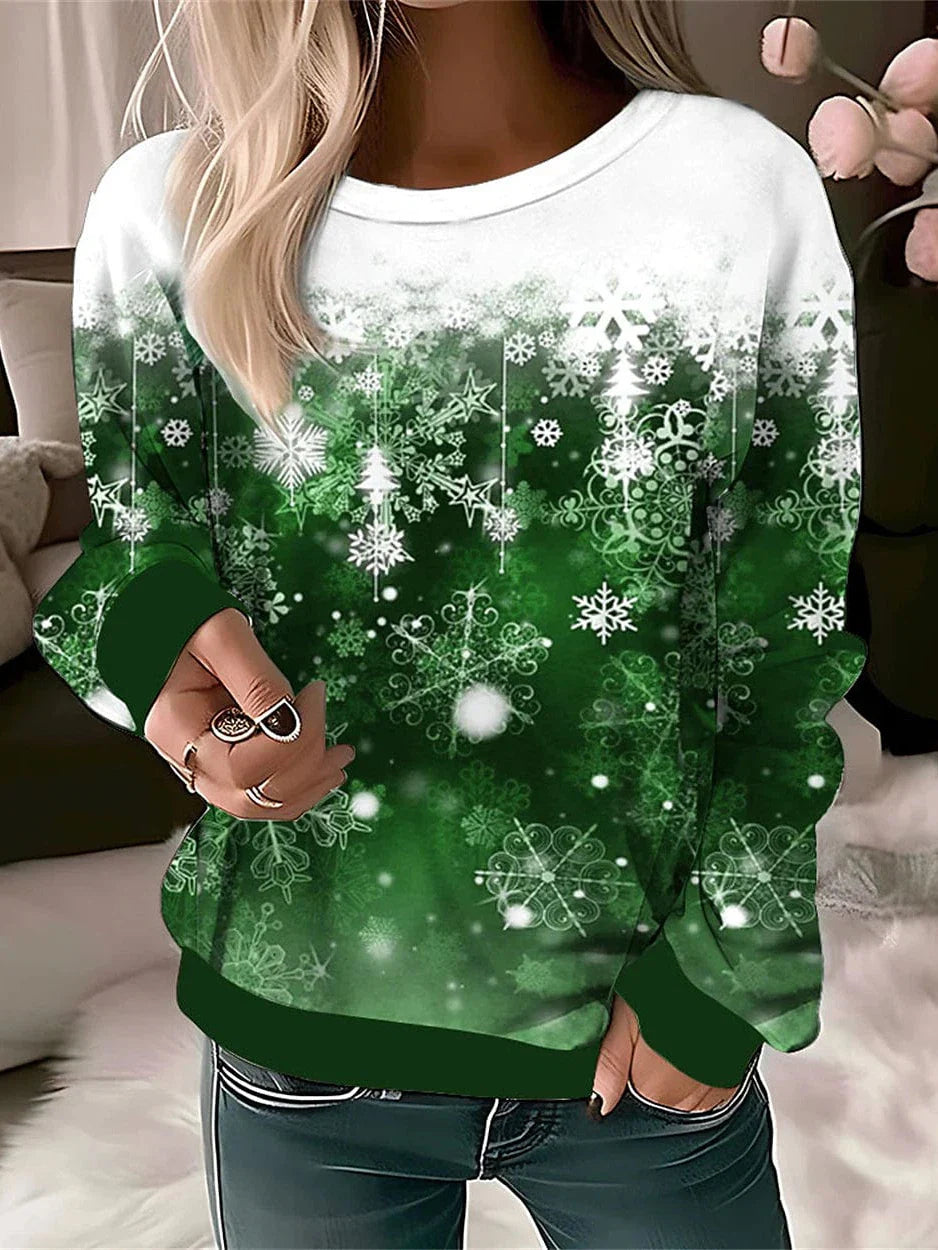 Women's Festive Snowflake Print Christmas Sweatshirt