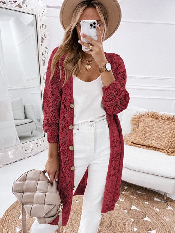 Women's Knitted Cotton Cardigan in Casual Style