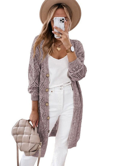 Women's Knitted Cotton Cardigan in Casual Style