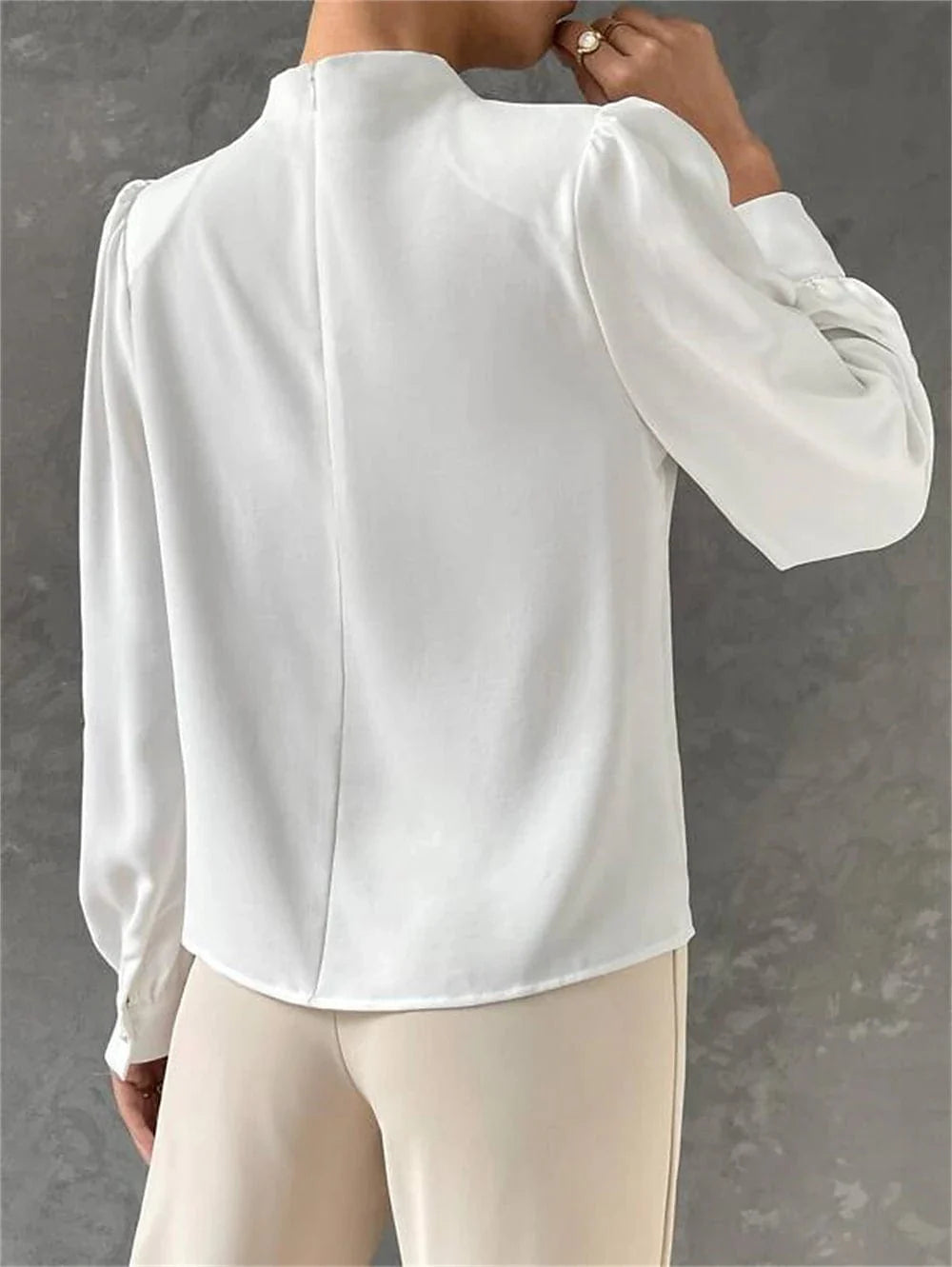 Women's Long Sleeve Fleece Shirt Blouse with Round Neck