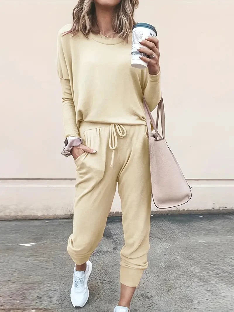 Women's Long Sleeve T-shirt and Drawstring Pants Two-piece Set