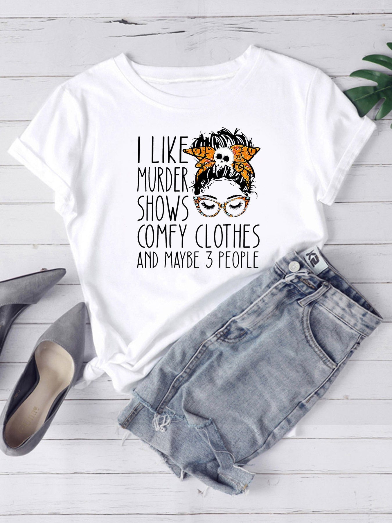 Women's Plus Size Casual Cartoon Print Short Sleeve T-shirt