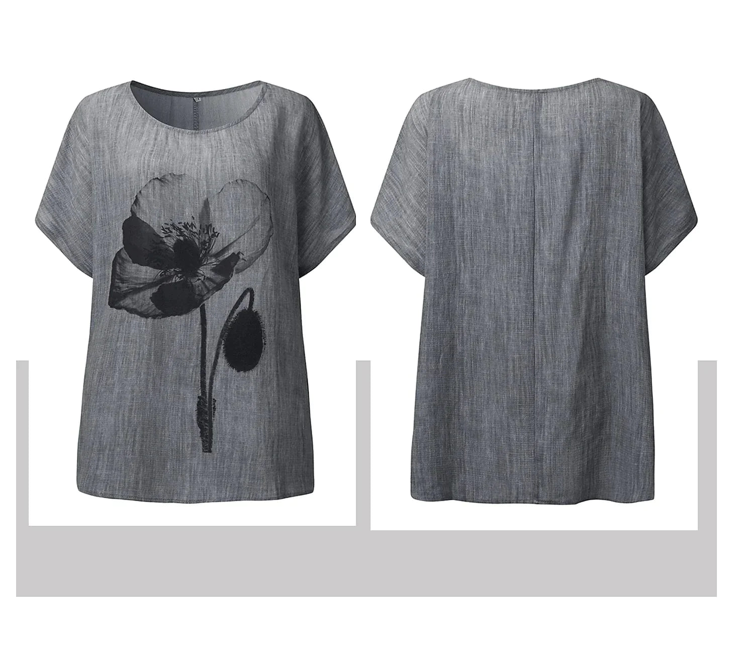 Women's Plus Size Heart Floral Dolman Sleeve Shirt Blouse