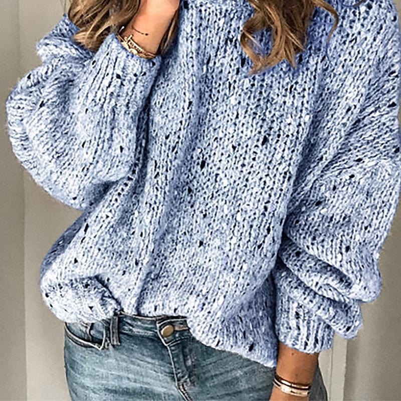 Women's Polka Dot Ribbed Knit Pullover Sweater