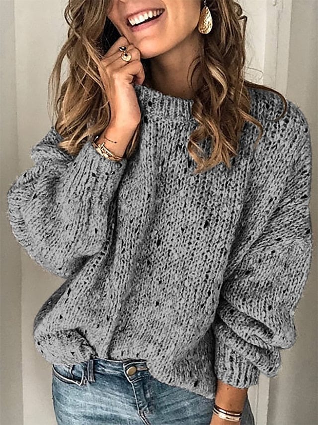 Women's Polka Dot Ribbed Knit Pullover Sweater