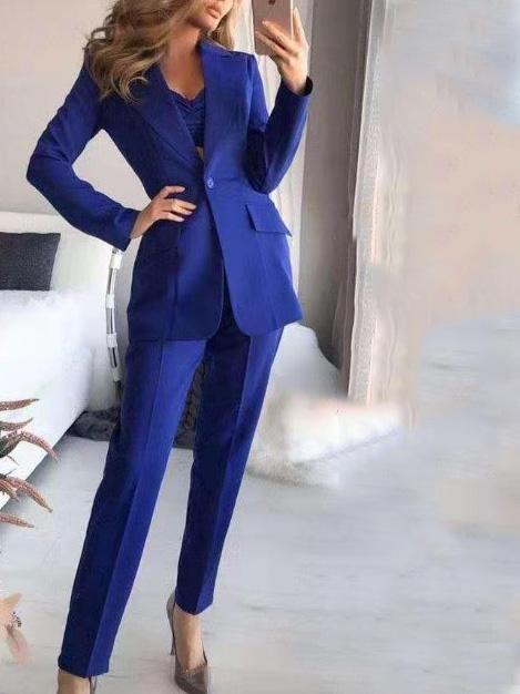 Women's Sets Long Sleeve Small Suit Loose Solid Three-Piece Suit