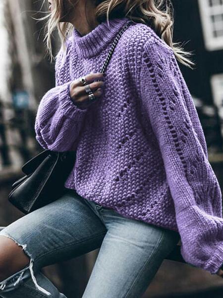 Women's Sweaters Fashion Round Neck Long Sleeve Sweater