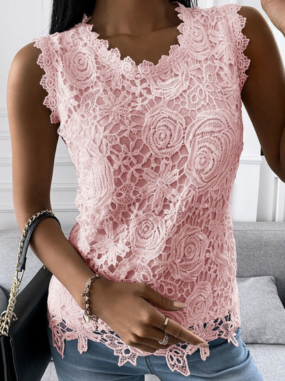 Women's Tank Tops Sleeveless Solid Casual Lace Tank Tops