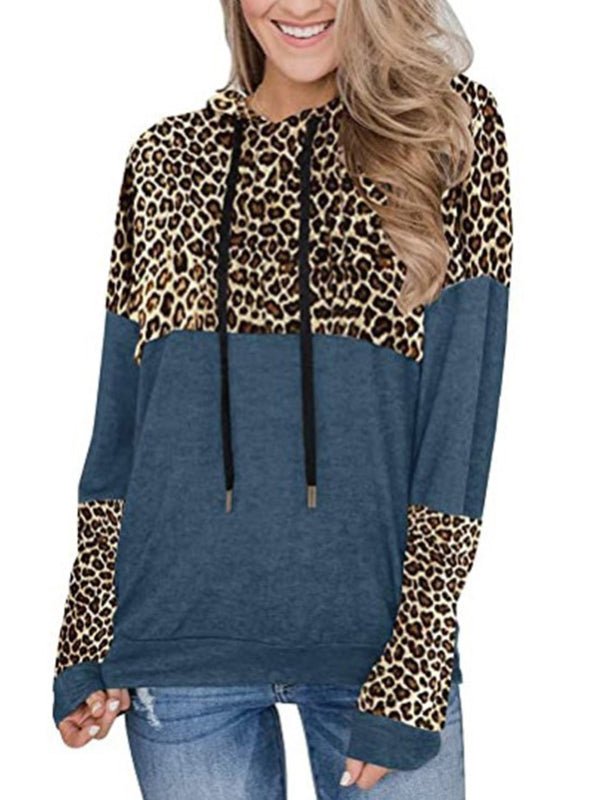 Hoodies - Casual Commuting Leopard Print Long Sleeve Plush Hoodie - MsDressly