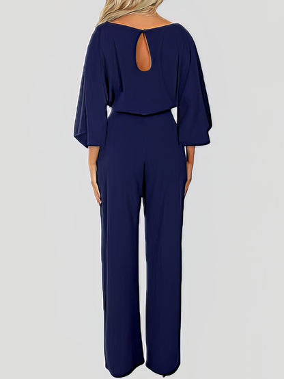 Jumpsuits - Casual Solid Belted Long Sleeve Jumpsuit - MsDressly