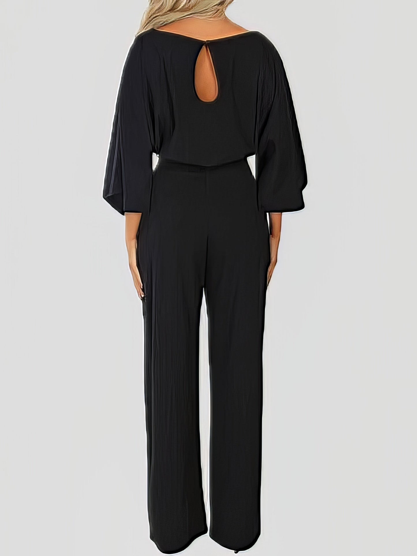 Jumpsuits - Casual Solid Belted Long Sleeve Jumpsuit - MsDressly