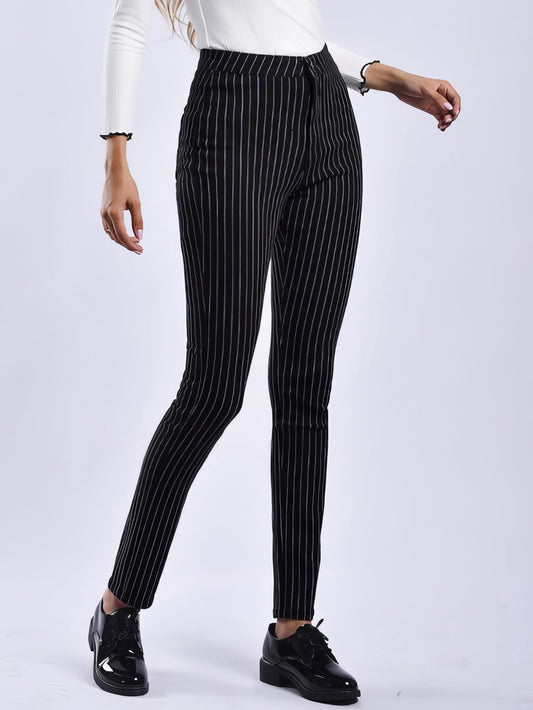 Pants - Striped Print Slim Fit Pants - MsDressly
