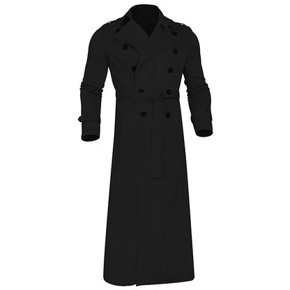 Classic Men's Long Overcoat with Adjustable Fit and Breathable Fabric - Versatile for Work, Celebrations, and Weddings