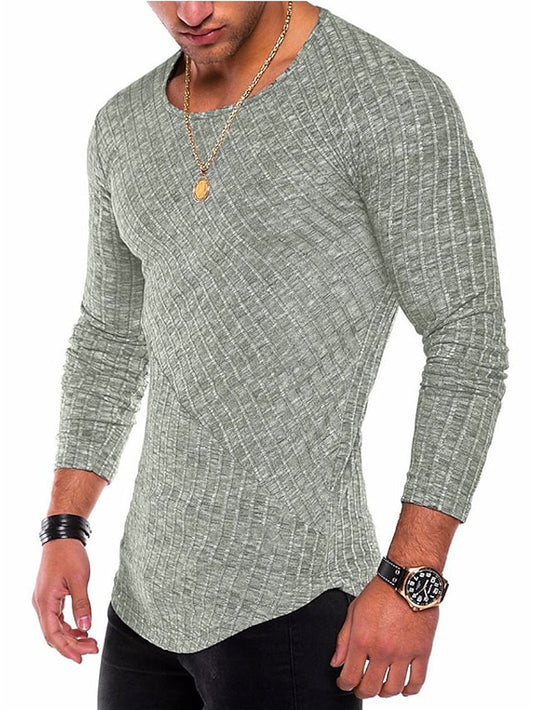 Men's T shirt Tee Long Sleeve Shirt Striped Crew Neck Other Prints Normal Casual Sports Long Sleeve Clothing Apparel Knit Vintage Casual Muscle