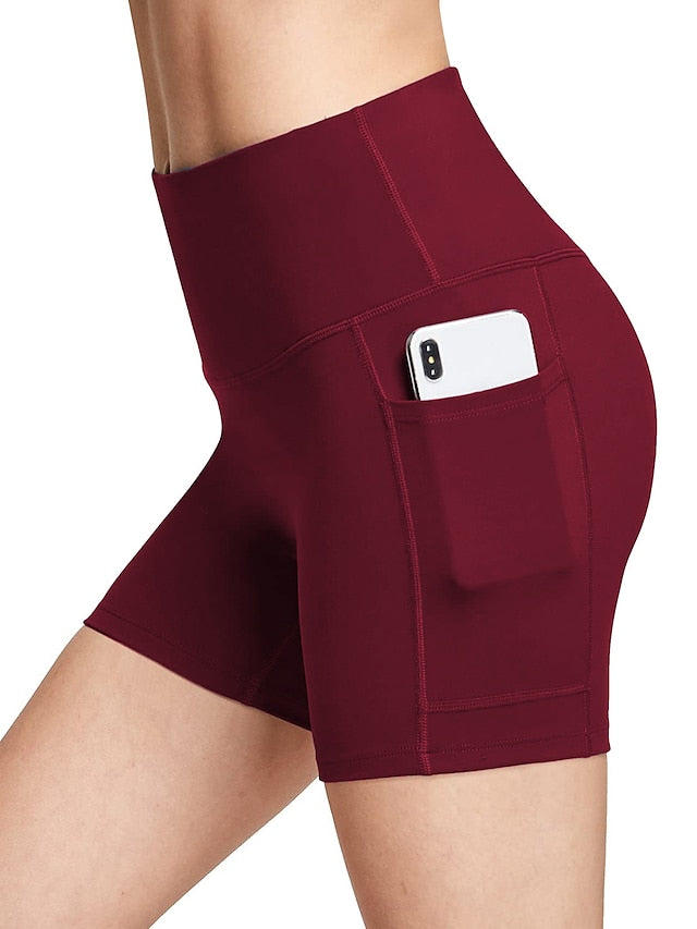 Yoga Shorts for Women with Tummy Control and Side Pockets