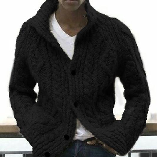 Men's Sweater Cardigan Sweater Sweater Jacket Ribbed Knit Cropped Knitted Lapel Warm Ups Modern Contemporary Daily Wear Going out Clothing Apparel Fall & Winter Black Blue S M L