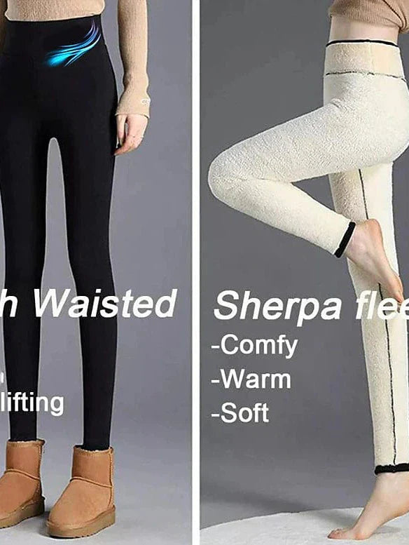Women's Winter High Waist Fleece-Lined Leggings