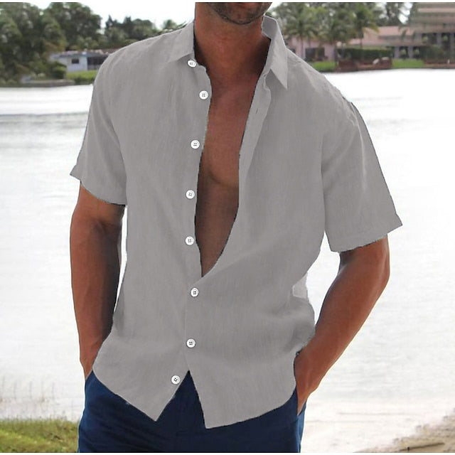 Sunset Striped Linen Men's Beach Shirt - Holiday Essential
