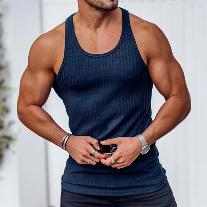 Men's Tank Top Vest Top Undershirt Sleeveless Shirt Wife beater Shirt Striped U Neck Sport Indoor Sleeveless Clothing Apparel Fashion Streetwear