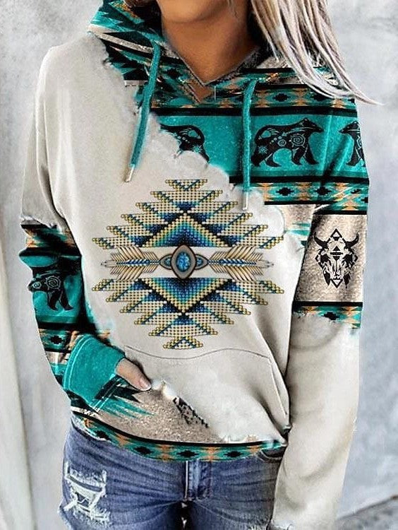 Neon Geometric Vintage Ethnic Women's Hoodie Sweatshirt