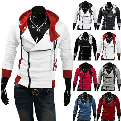 Men's Spring Fall Solid / Plain Color Active Cool Hooded Medium Regular Slim Black White Red Blue Dark Gray Jacket