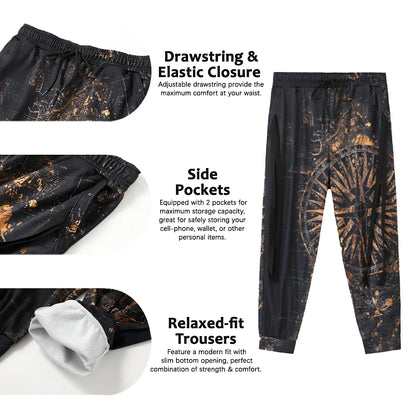 Micro-Elastic Men's Graphic Printed Sweatpants - Black Blue Streetwear