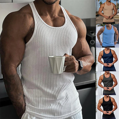 Men's Tank Top Vest Top Undershirt Sleeveless Shirt Wife beater Shirt Striped U Neck Sport Indoor Sleeveless Clothing Apparel Fashion Streetwear