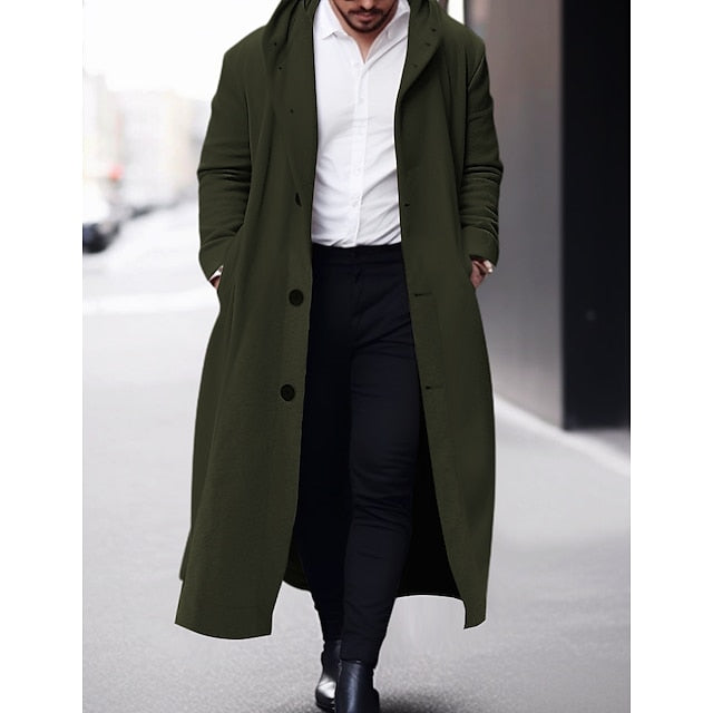 Winter Stylish Men's Hooded Trench Coat - Outdoor Apparel for Fall & Winter