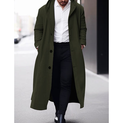 Winter Stylish Men's Hooded Trench Coat - Outdoor Apparel for Fall & Winter