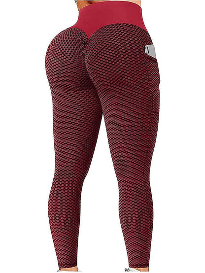 Yoga Leggings for Women Plus Size with Scrunch Butt & Side Pockets - Jacquard Tummy Control & Butt Lift